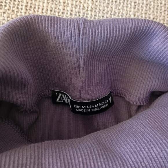 Zara Purple Turtleneck sleeveless Top ribbed cotton Size M - Picture 5 of 6